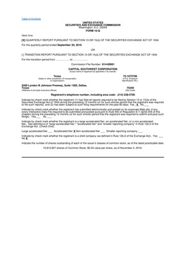 Vorschaubild Capital Southwest Corporation 10-Q Quartalsbericht  