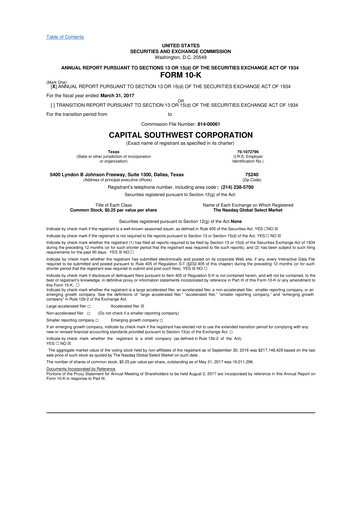 Vorschaubild Capital Southwest Corporation 10-K Jahresbericht 
