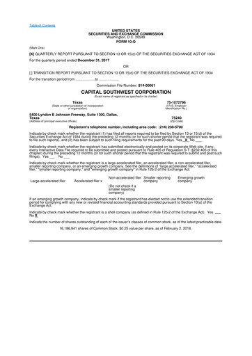 Vorschaubild Capital Southwest Corporation 10-Q Quartalsbericht  
