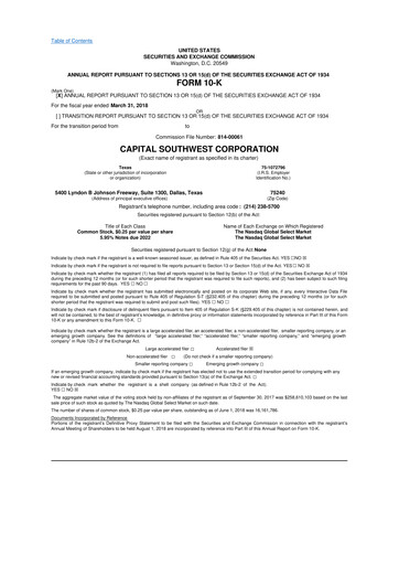 Vorschaubild Capital Southwest Corporation 10-K Jahresbericht 
