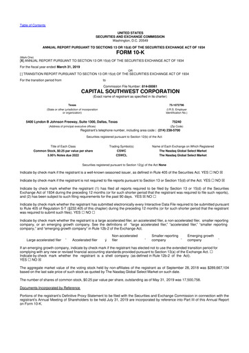 Vorschaubild Capital Southwest Corporation 10-K Jahresbericht 