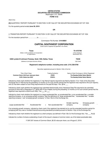 Vorschaubild Capital Southwest Corporation 10-Q Quartalsbericht  
