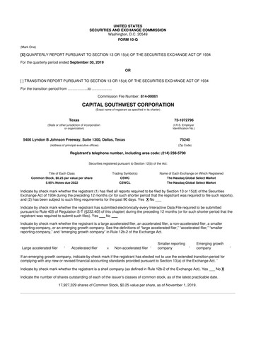 Vorschaubild Capital Southwest Corporation 10-Q Quartalsbericht  