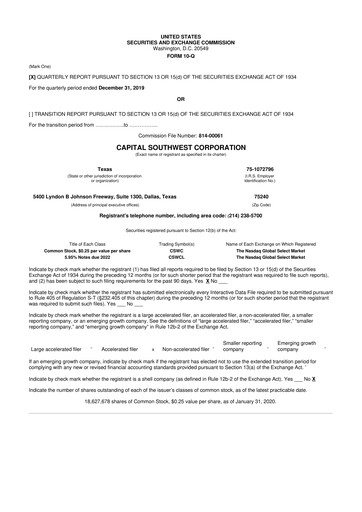 Vorschaubild Capital Southwest Corporation 10-Q Quartalsbericht  