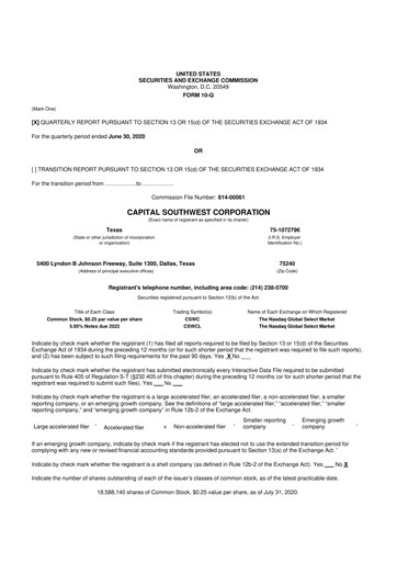 Vorschaubild Capital Southwest Corporation 10-Q Quartalsbericht  