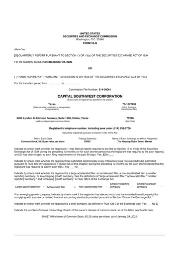 Vorschaubild Capital Southwest Corporation 10-Q Quartalsbericht  