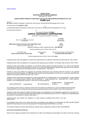 Vorschaubild Capital Southwest Corporation 10-K Jahresbericht 