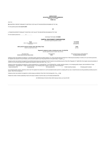 Vorschaubild Capital Southwest Corporation 10-Q Quartalsbericht  