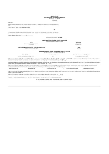 Vorschaubild Capital Southwest Corporation 10-Q Quartalsbericht  