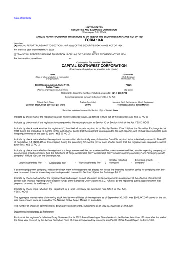Vorschaubild Capital Southwest Corporation 10-K Jahresbericht 