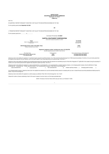 Vorschaubild Capital Southwest Corporation 10-Q Quartalsbericht 2024 
