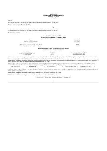 Vorschaubild Capital Southwest Corporation 10-Q Quartalsbericht 2025 