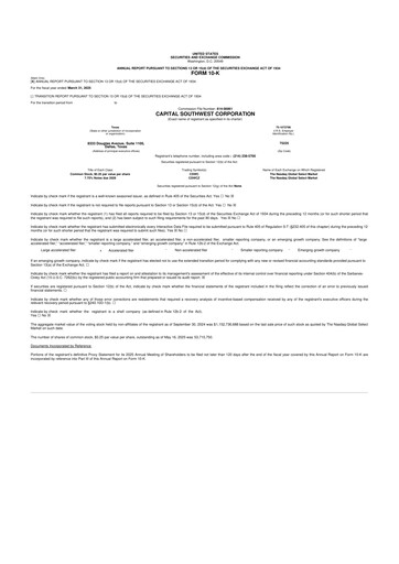 Vorschaubild Capital Southwest Corporation 10-K Jahresbericht 2025
