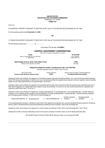 Vorschaubild Capital Southwest Corporation 10-Q Quartalsbericht 2026 