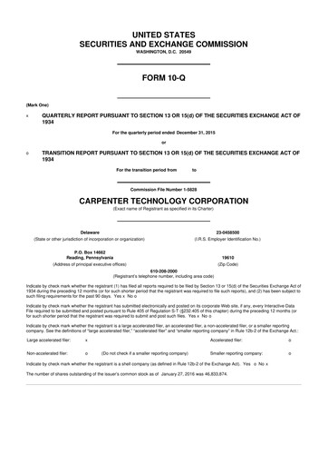 Thumbnail Carpenter Technology 10-Q Quarterly Report FY2016 