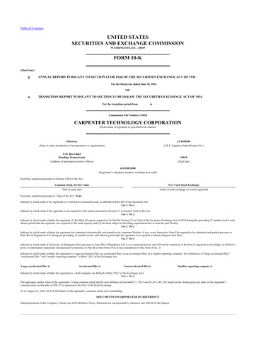 Miniature Carpenter Technology 10-K Rapport annuel 2016