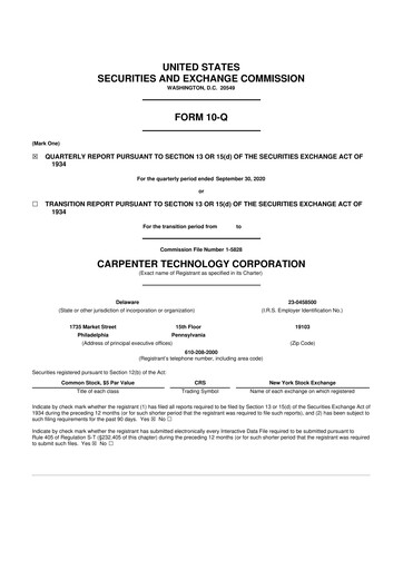 Thumbnail Carpenter Technology 10-Q Quarterly Report FY2021 