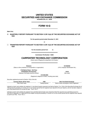 Thumbnail Carpenter Technology 10-Q Quarterly Report FY2022 
