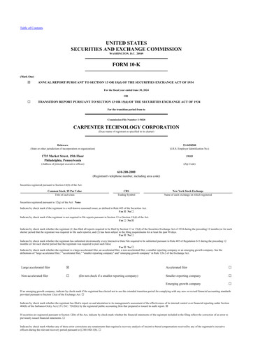Miniature Carpenter Technology 10-K Rapport annuel 2024