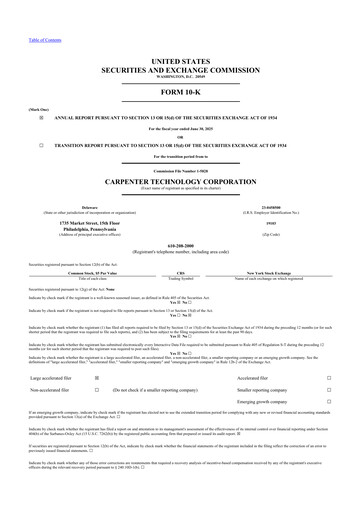 Miniature Carpenter Technology 10-K Rapport annuel 2025