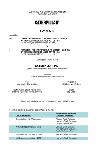 Thumbnail Caterpillar 10-K Annual Report 2001