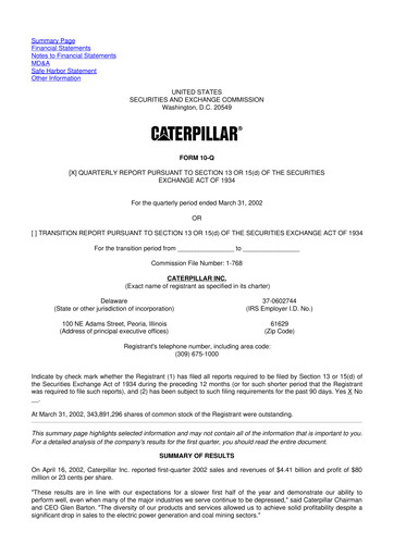 Vorschaubild Caterpillar 10-Q Quartalsbericht  