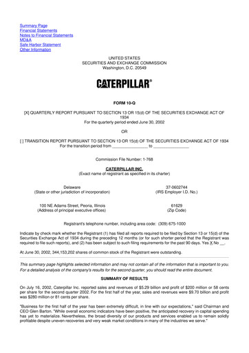 Vorschaubild Caterpillar 10-Q Quartalsbericht  
