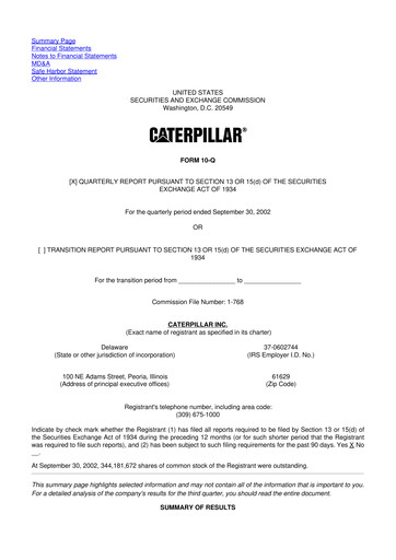 Vorschaubild Caterpillar 10-Q Quartalsbericht  