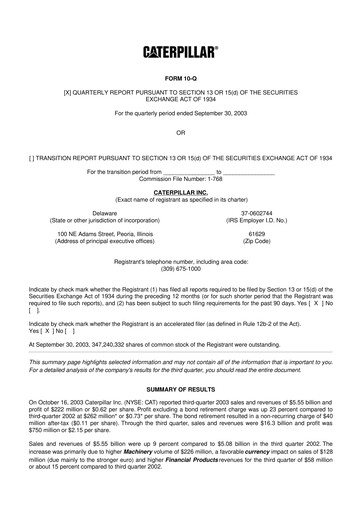 Vorschaubild Caterpillar 10-Q Quartalsbericht  