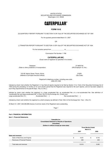 Vorschaubild Caterpillar 10-Q Quartalsbericht  