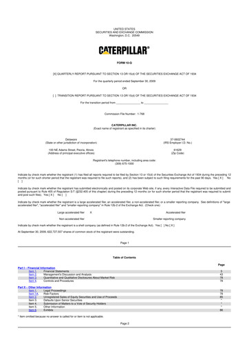 Vorschaubild Caterpillar 10-Q Quartalsbericht  