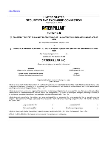 Vorschaubild Caterpillar 10-Q Quartalsbericht  