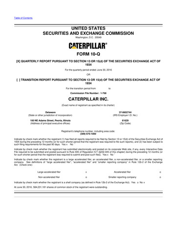 Vorschaubild Caterpillar 10-Q Quartalsbericht  