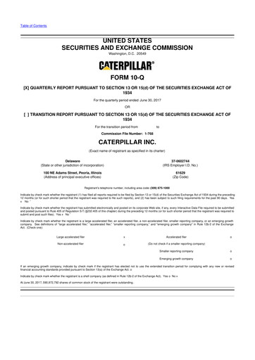 Thumbnail Caterpillar 10-Q Quarterly Report FY2017 
