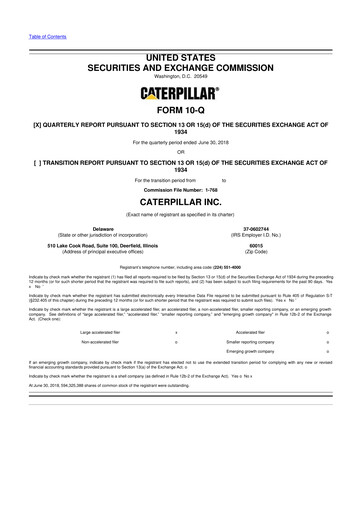 Vorschaubild Caterpillar 10-Q Quartalsbericht  