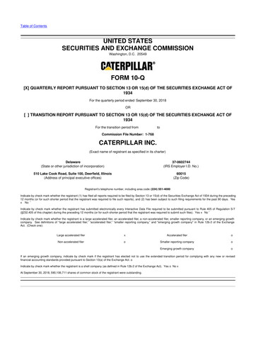 Vorschaubild Caterpillar 10-Q Quartalsbericht  