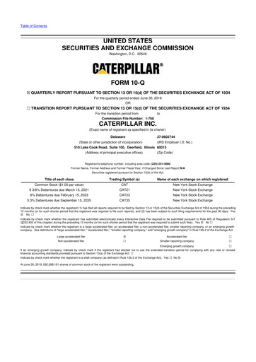 Vorschaubild Caterpillar 10-Q Quartalsbericht  
