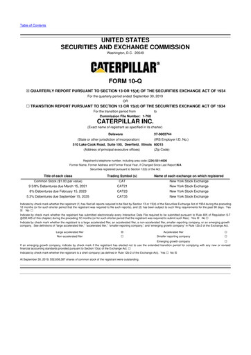 Vorschaubild Caterpillar 10-Q Quartalsbericht  