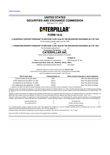 Vorschaubild Caterpillar 10-Q Quartalsbericht  