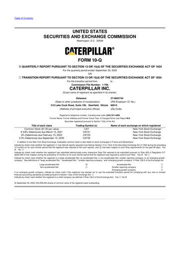 Vorschaubild Caterpillar 10-Q Quartalsbericht  