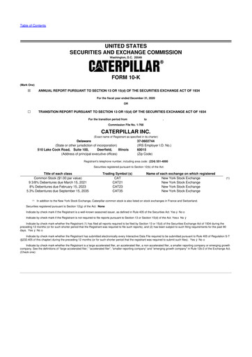 Thumbnail Caterpillar 10-K Annual Report 