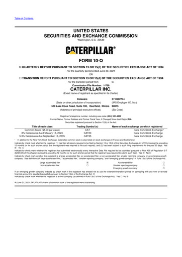 Vorschaubild Caterpillar 10-Q Quartalsbericht  
