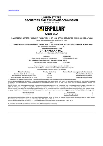 Vorschaubild Caterpillar 10-Q Quartalsbericht  