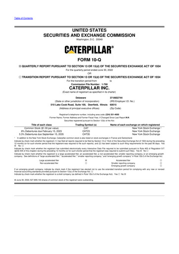 Thumbnail Caterpillar 10-Q Quarterly Report FY2022 