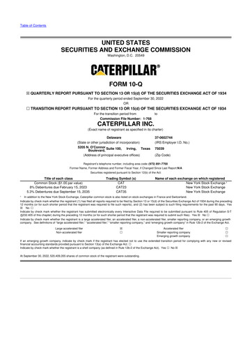 Thumbnail Caterpillar 10-Q Quarterly Report FY2022 