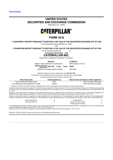 Thumbnail Caterpillar 10-Q Quarterly Report FY2023 