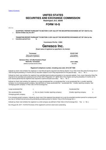 Thumbnail Genesco
 10-Q Quarterly Report FY2018 
