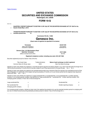 Thumbnail Genesco
 10-Q Quarterly Report FY2020 