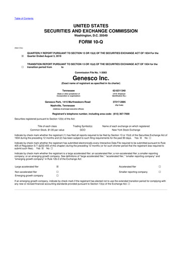 Thumbnail Genesco
 10-Q Quarterly Report FY2020 
