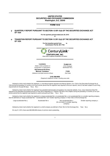 Vorschaubild Lumen Technologies 10-Q Quartalsbericht 2015 